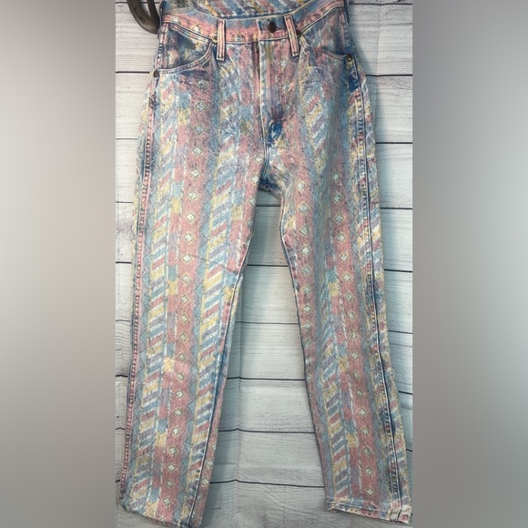 Vintage rare Wrangler Multicolor Straight Leg Jeans - Picture 3 of 4